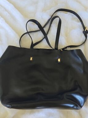 Monserat De Lucca Black Women's Tote Bag with Gold Accents